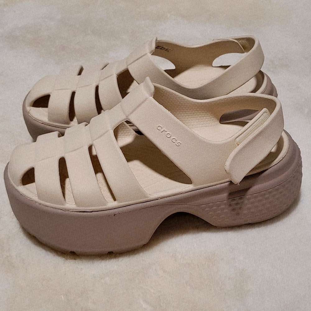CROCS Women's Beige Platform Sandals
